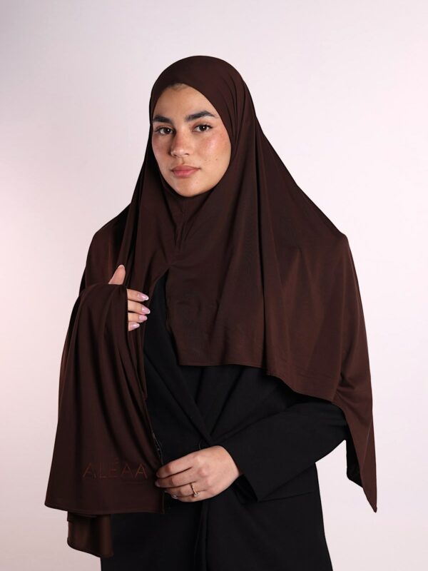 Easy Hijab Asymmetric Brethebal - dark-brown